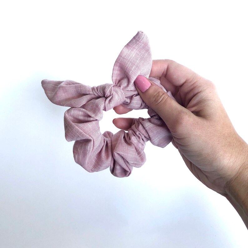 Pink Cotton Scrunchie Cotton Hair Tie Pink Bow Scrunchie