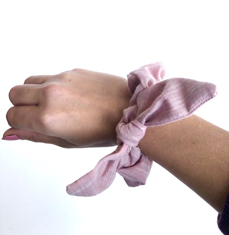 Pink Cotton Scrunchie Cotton Hair Tie Pink Bow Scrunchie
