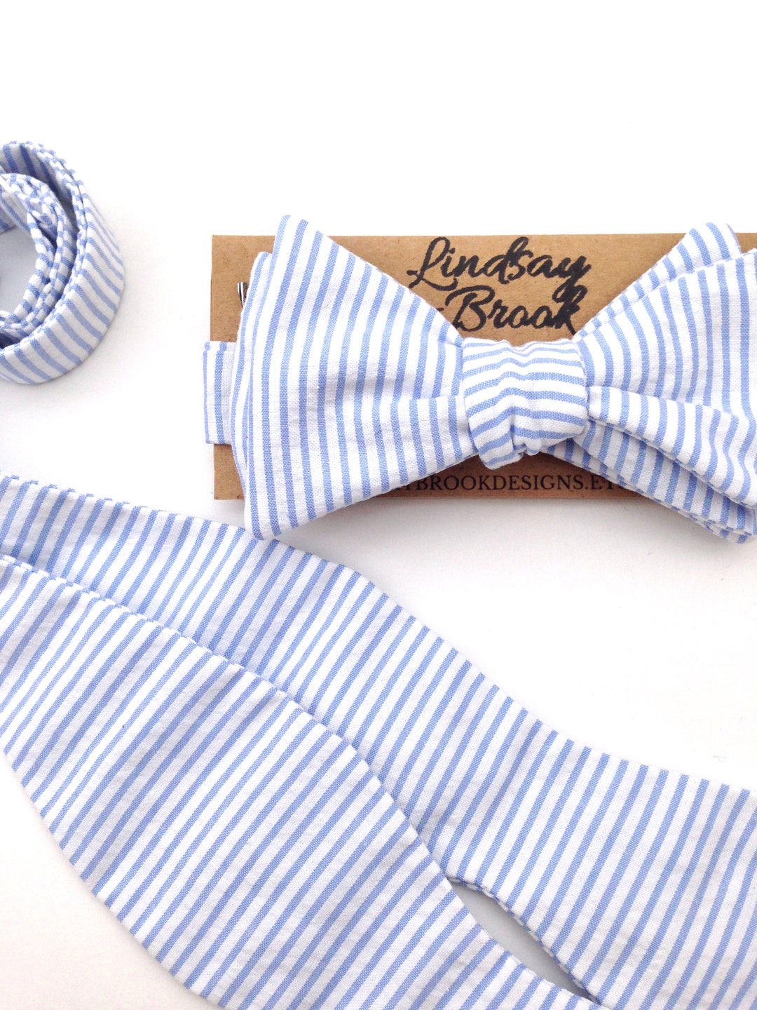 Blue Seersucker Tie, Easter Bow Tie, Blue Striped Tie, Blue Bow Ties ...