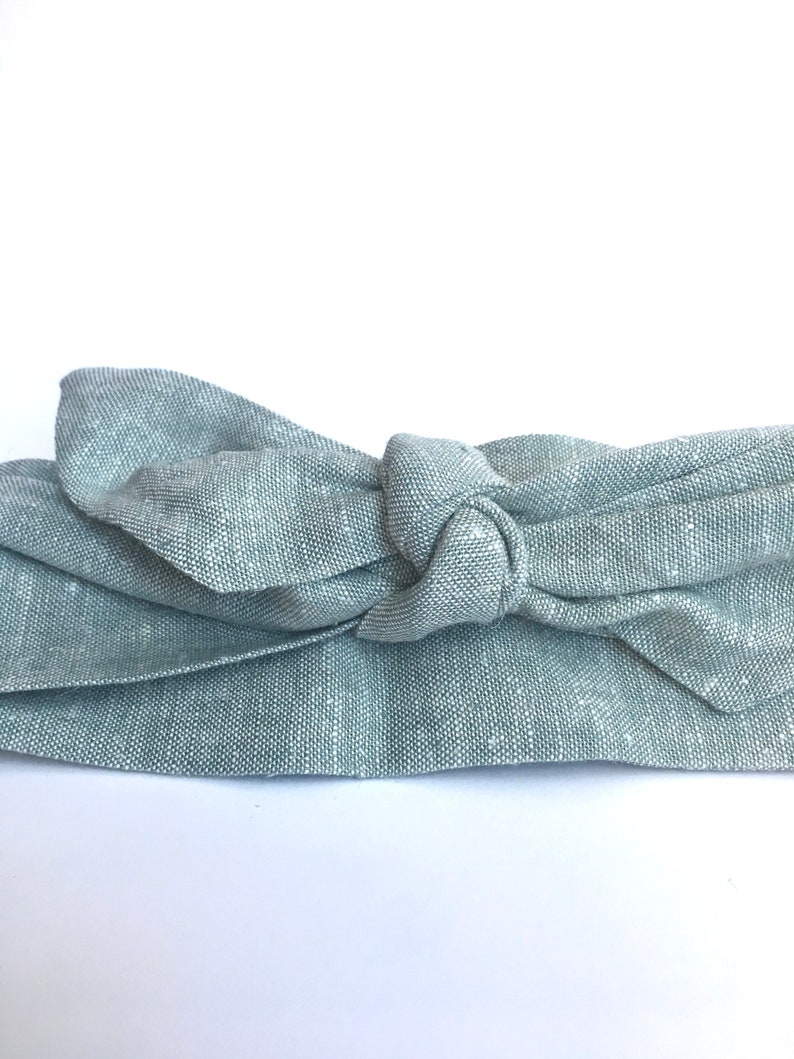 Sage Green hair scarf linen hair scarf linen headband image 3