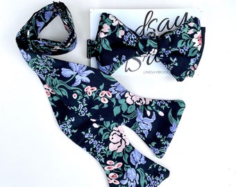 Floral Bow Tie - Black Bow Tie - Formal Bow Tie