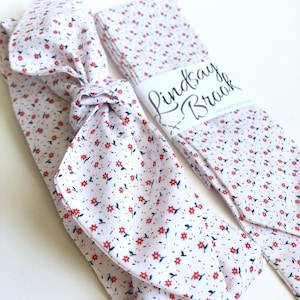 Vintage Hair Scarf - Cotton Hair Scarf - Patriotic Hair Scarf - Floral Hair Scarf