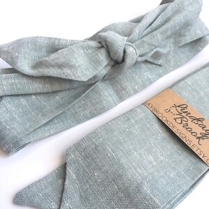 Sage Green hair scarf linen hair scarf linen headband image 5