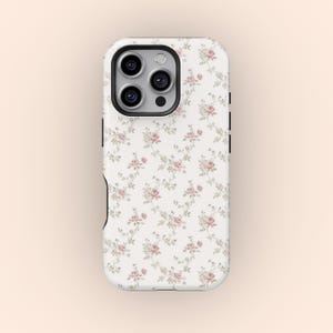 Niedliche Blumen-Frauen-Mädchen Blumenrosa-Rosen-Entwurfs-Weinlese-Girly schützende Telefon-Abdeckung, iPhone 16 15 14 13 12 Pro Max, Samsung S23 Ultra