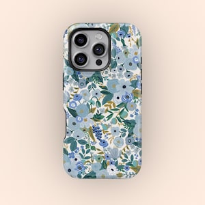 Blumen Blumen Handyhülle, Gartenparty Blau Handyhülle für iPhone 16 15 14 13 12 11 Pro Max Mini Plus, Samsung Galaxy S25 S24 S23 S22 Ultra