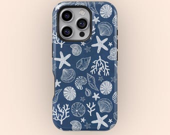 Seashell Phone Case Ocean Cell Phone Case Aesthetic Summer Phone Cover Beach iPhone 16 15 14 13 12 11 Pro Max, Samsung S25 S24 S23 S22 Ultra