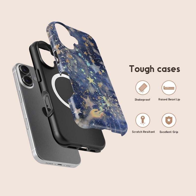 Whimsical Starry Night Phone Case, Magical Celestial Galaxy Sparkle ...