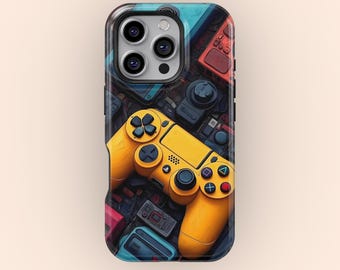 Retro Gaming Style Phone Case for iPhone 16 15 14 13 12 Pro Max, Galaxy S21 S22 S23 S24 Cool Game Controller Design Samsung Protective Case
