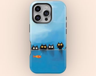 Cute Kitten Cat Phone Case, Kawaii Aesthetic Cat Cover, Protective Tough iPhone 17 16 15 14 13 12 11 Pro Max, Samsung S25 S24 S23 S22 Ultra