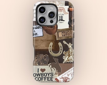 Funda para teléfono de vaquera costera: diseño de collage del oeste