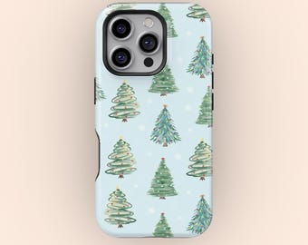 Christmas Tree Pattern Phone Case, Holiday Festive Design Phone Cover for iPhone 17 16 15 14 13 12 11 Pro Max, Samsung S25 S24 S23 S22 Ultra