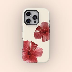 Floral Tropical Hibiscus Phone Case, Summer Hawaiian Girly Aesthetic, Trendy Stylish iPhone Case, iPhone 16 15 14 13 12 11 Pro Max, Samsung S25 S24 S23 S22 Ultra