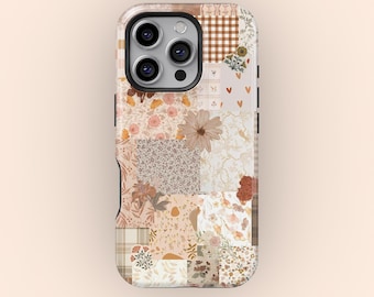 Quilt Patchwork Floral Phone Case, Cozy Retro Phone Case, iPhone 17 16 15 14 13 12 11 Pro Max, Samsung S25, Cottagecore Gift, Fall Accessory