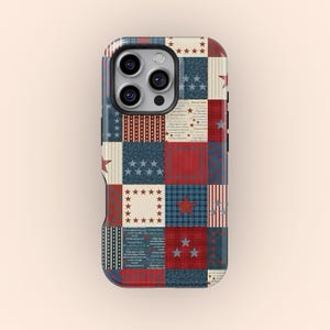 Funda para teléfono con diseño de patchwork retro: Collage de estrellas Y2K