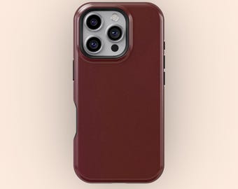 Dark Burgundy Phone Case, Solid Color Tough Case, Minimal Protective Cover For iPhone 17 16 15 14 13 12 11 Pro Max, Samsung S25 S24 S23 S22