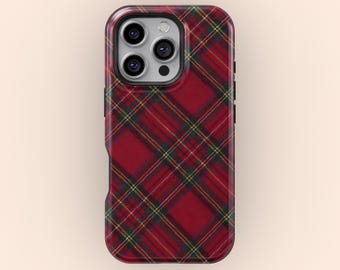 Matching Phone Cases, Holiday Phone Cases, Red Plaid Phone Cases, iPhone 17 16 15 14 13 12 11 Pro Max, Samsung Galaxy S26 S24 S23 S22 Ultra