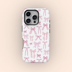 Soft Pink Coquette Phone Case, Bow Phone Cases, Soft Girl Aesthetic, iPhone 16 15 14 13 12 Pro Max, Samsung Galaxy S25 S24 S23 S22 S21 Ultra
