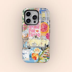Funda de teléfono vintage de verano europea para iPhone 16, 15, 14, 13 y 12 Pro Max, elegante collage de limón y lavanda para Samsung Galaxy S23 y S24