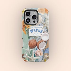 Beach Ocean Summer Collage Cute Aethetic Phone Case, Wave Phone Case, iPhone 16 15 14 13 12 11 Pro Max, Samsung Galaxy S25 S24 S23 S22 Ultra