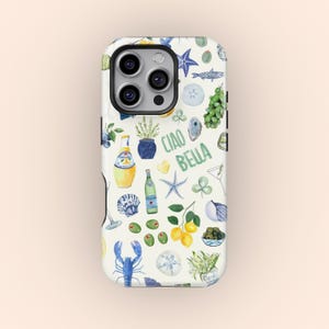 Italienische Sommer Collage Handyhülle: Limoncello Coastal Design