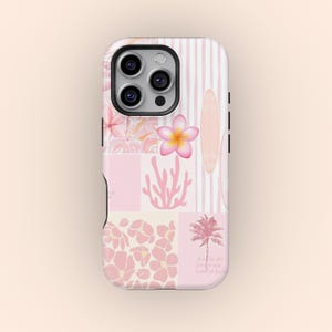 Summer Beach Vibe Pink Phone Case: Coquette Preppy Collage