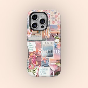 Beach Ocean Summer Collage Cute Aethetic Phone Case, Beachy Tropical Phone Case, iPhone 16 15 14 13 12 11 Pro Max, Samsung S25 S24 S23 Ultra