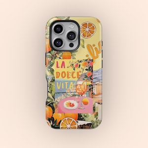Coquette La Dolce Vita Phone Case, European Summer Aperol Spritz Aesthetic, iPhone 16 15 14 13 12 11 Pro Max, Samsung Galaxy S25 S24 S23 S22