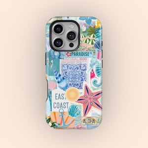 Beachy Coquette Coastal Collage Preppy Cute Aesthetic Phone Case For iPhone 16 15 14 13 12 11 Pro Max, Samsung Galaxy S25 S24 S23 S22 Ultra
