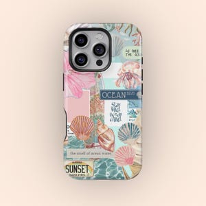 Coque de portable plage tropicale, coque de portable à motif coquillage, coques de portable océan, iPhone 16 15 14 13 12 Pro Max, Samsung Galaxy S25 S24 S23 Ultra