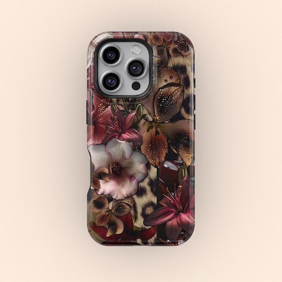 Vintage Leopard Mosaic Phone Case for iPhone 17 16 15 14 13 12 Pro Max, Samsung Galaxy S25 S24 S23 S22 Ultra – Floral Phone Case – Gift Idea