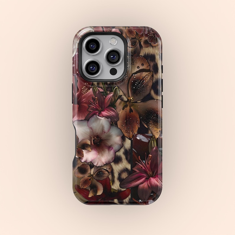 Vintage Leopard Mosaic Phone Case for iPhone 17 16 15 14 13 12 11 Pro Max, Samsung Galaxy S25 S24 S23 S22 Ultra – Floral Phone Case – Gift Idea