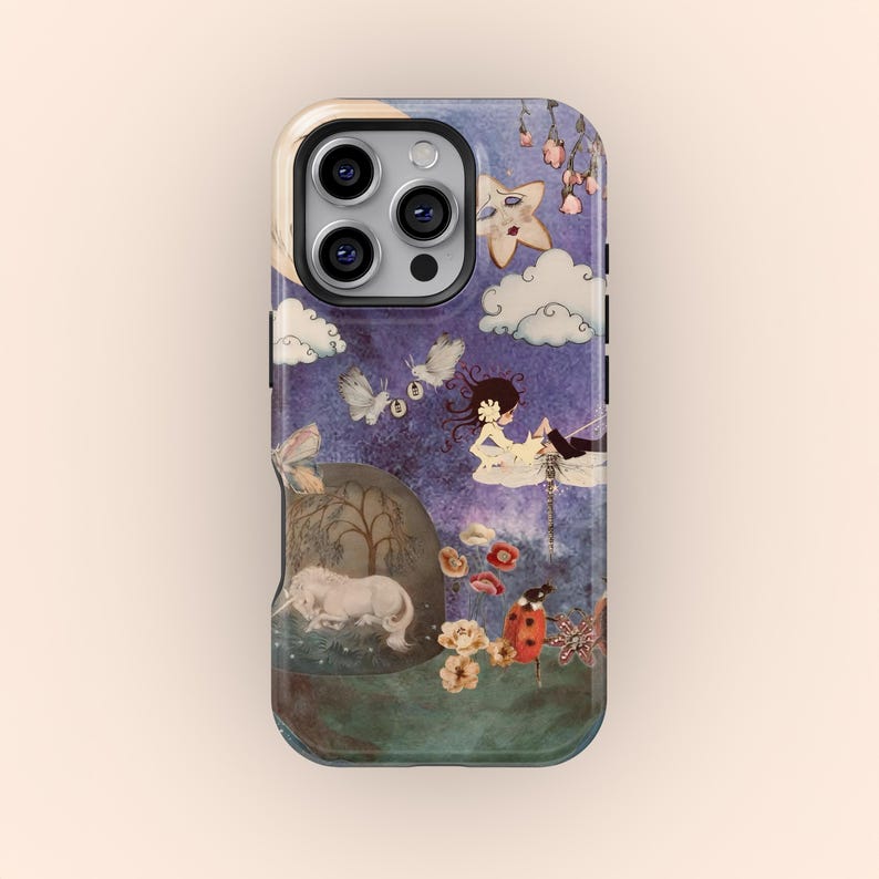 Vintage Fantasy World Phone Case, Aesthetic Fairy Tale Celestial Moon Star Design For iPhone 17 16 15 14 13 12 11 Pro Max, Samsung Galaxy S25 S24 S23 S22 Ultra