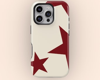 Red Star Pattern Phone Case, Y2K Aesthetic, Red Star Flat Protective Cover For iPhone 17 16 15 14 13 12 11 Pro Max, Samsung S26 S25 S24 S23