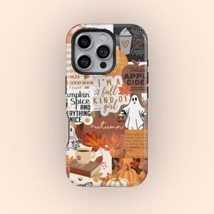 Autumn Collage Cute Fall Phone Case, Pumpkin Spice Kinda Girl Era, Halloween Ghost Phone Cover,  iPhone 16 15 14 13 12 11 Pro Max, Samsung Galaxy S25 S24 S23 S22 Ultra