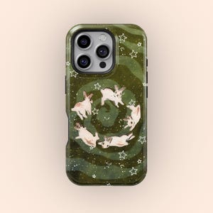 Kawaii Bunny Galaxy Phone Case, Cute Rabbit Starry Night Art Cover, iPhone 17 16 15 14 13 12 11 Pro Max, Samsung Galaxy S25 S24 S23 S22 Ultra