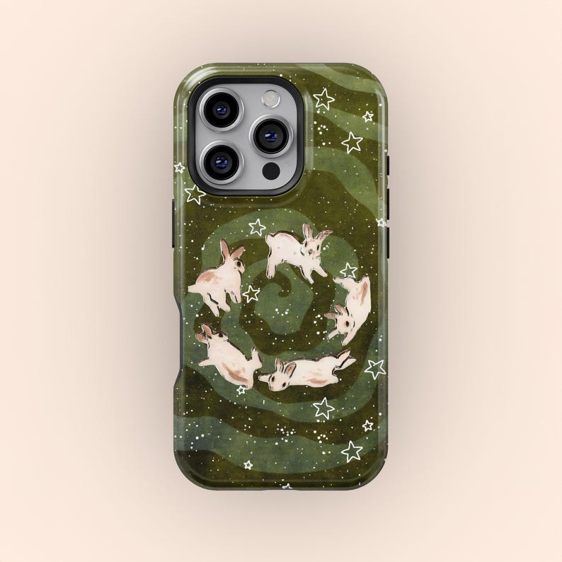 Kawaii Bunny Galaxy Phone Case, Cute Rabbit Starry Night Art Cover, iPhone 17 16 15 14 13 12 11 Pro Max, Samsung Galaxy S25 S24 S23 S22 Ultra