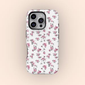 Cute Flower Women Girls Pink Phone Case, Floral Phone Case Wildflower Case, iPhone 16 15 14 13 12 Pro Max, Samsung Galaxy S25 S24 S23 Ultra