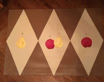 Floorcloth, Apples & Pears Harlequin