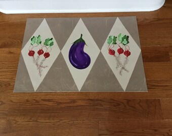 Floorcloth, Eggplant & Radishes