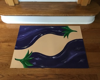 Floorcloth, Hand Painted, Eggplant