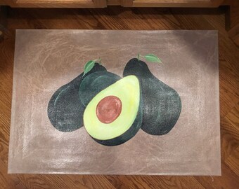 Floorcloth, Hand Painted, Avocado