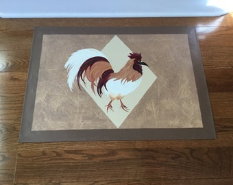 Floorcloth, Rooster, Brown & Running