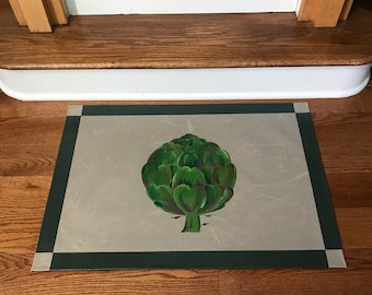 Floorcloth, Hand Painted, Artichoke
