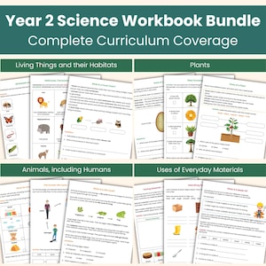 Year 2 Science Workbook Bundle | Complete KS1 Curriculum Units | Living Things, Plants, Materials & Humans | Printable Lesson Resources