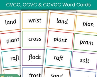 CVCC, CCVC Flashcards | 152 Words, Consonant Blends, Clusters | Printable Phonics Cards