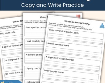 Winter Sentence Writing Worksheets | Copy and Write Practice | Seasonal Literacy Activity