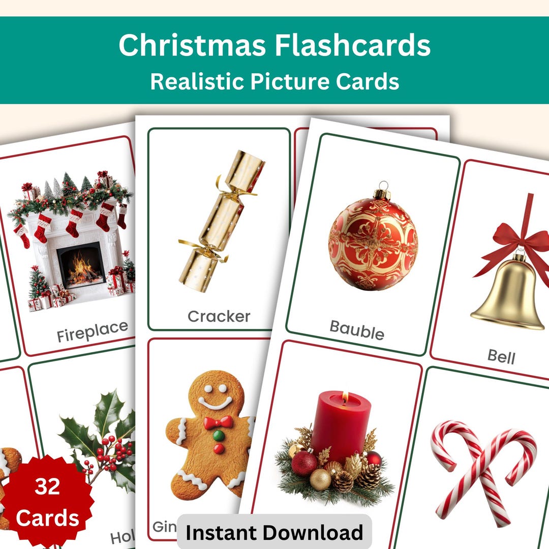 Christmas Flashcards | 32 Festive Vocabulary Cards for Kids | Preschool ...