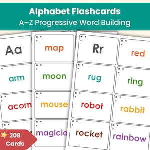 A–Z Alphabet Flashcards | Phonics & Word Building | Progressive Reading Practice