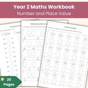 Cuaderno de ejercicios de matemáticas de 2.º año / Hojas de trabajo de números y valor posicional / Recurso imprimible