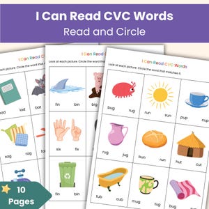 I Can Read CVC Words Workbook | Read, Circle, Decodable Words | Printable Phonics Worksheets